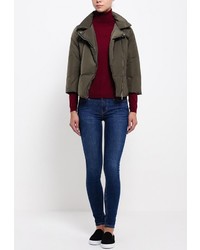 Женская оливковая куртка-пуховик от Bikkembergs