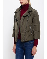 Женская оливковая куртка-пуховик от Bikkembergs