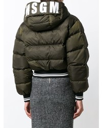 Женская оливковая куртка-пуховик от MSGM