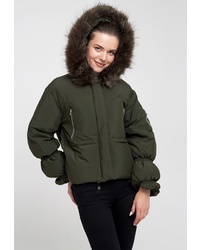 Женская оливковая куртка-пуховик от D'lys