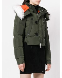 Женская оливковая куртка-пуховик от Dsquared2