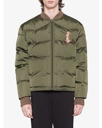 Мужская оливковая куртка-пуховик от Gucci
