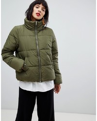 Женская оливковая куртка-пуховик от Pieces