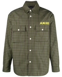 Мужская оливковая куртка-рубашка в шотландскую клетку от Amiri