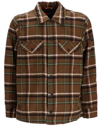 Мужская оливковая куртка-рубашка в шотландскую клетку от BOSS