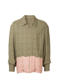 Мужская оливковая куртка-рубашка в шотландскую клетку от Comme Des Garçons Vintage