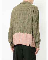 Мужская оливковая куртка-рубашка в шотландскую клетку от Comme Des Garçons Vintage