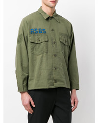 Мужская оливковая куртка-рубашка с вышивкой от As65
