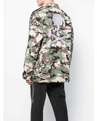 Мужская оливковая куртка-рубашка с камуфляжным принтом от Mastermind Japan