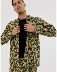 Мужская оливковая куртка-рубашка с камуфляжным принтом от Dickies