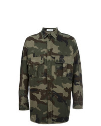 Мужская оливковая куртка-рубашка с камуфляжным принтом от Faith Connexion