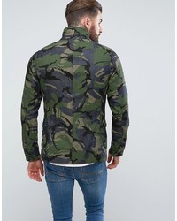 Мужская оливковая куртка-рубашка с камуфляжным принтом от G Star