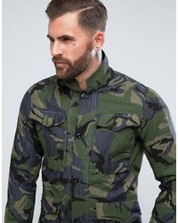 Мужская оливковая куртка-рубашка с камуфляжным принтом от G Star