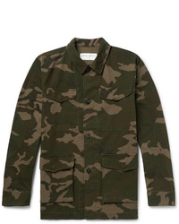 Мужская оливковая куртка-рубашка с камуфляжным принтом от Officine Generale