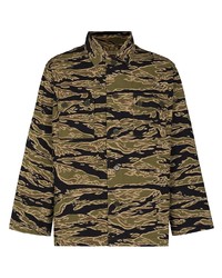 Мужская оливковая куртка-рубашка с камуфляжным принтом от Wacko Maria