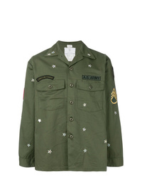 Мужская оливковая куртка-рубашка с принтом от As65