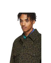 Мужская оливковая куртка-рубашка с принтом от Marni