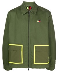 Мужская оливковая куртка-рубашка с принтом от Tommy Jeans
