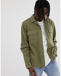 Мужская оливковая куртка-рубашка от ASOS DESIGN