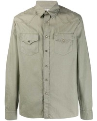 Мужская оливковая куртка-рубашка от Brunello Cucinelli