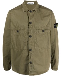 Мужская оливковая куртка-рубашка от Stone Island