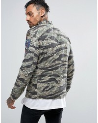 Мужская оливковая куртка с камуфляжным принтом от Replay