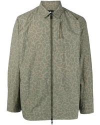 Оливковая куртка харрингтон с камуфляжным принтом от Maharishi