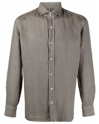 Мужская оливковая льняная рубашка с длинным рукавом от Borrelli