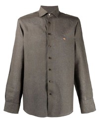 Мужская оливковая льняная рубашка с длинным рукавом от Etro