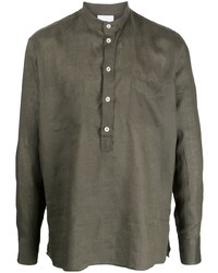 Мужская оливковая льняная рубашка с длинным рукавом от PT TORINO