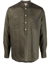 Мужская оливковая льняная рубашка с длинным рукавом от PT TORINO