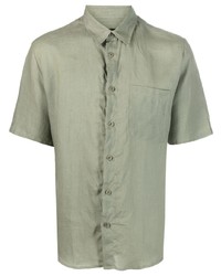 Мужская оливковая льняная рубашка с коротким рукавом от A.P.C.
