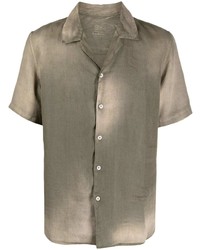 Мужская оливковая льняная рубашка с коротким рукавом от Altea