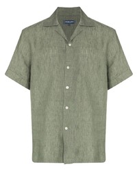 Мужская оливковая льняная рубашка с коротким рукавом от Frescobol Carioca