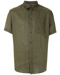 Мужская оливковая льняная рубашка с коротким рукавом от OSKLEN