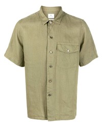 Мужская оливковая льняная рубашка с коротким рукавом от PS Paul Smith
