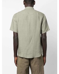 Мужская оливковая льняная рубашка с коротким рукавом от A.P.C.
