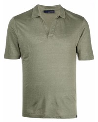 Мужская оливковая льняная футболка-поло от Lardini