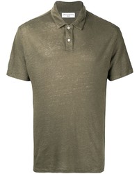 Мужская оливковая льняная футболка-поло от Officine Generale