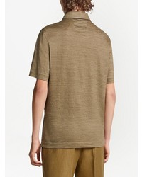 Мужская оливковая льняная футболка-поло от Zegna