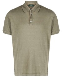 Мужская оливковая льняная футболка-поло от Zanone