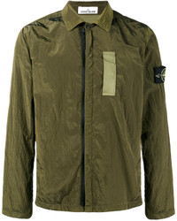 Оливковая нейлоновая куртка-рубашка
