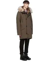Мужская оливковая парка от Yves Salomon