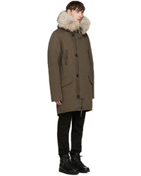 Мужская оливковая парка от Yves Salomon
