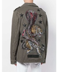 Оливковая полевая куртка от Philipp Plein