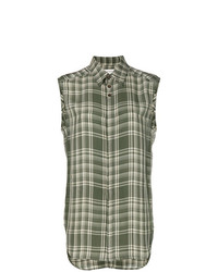Женская оливковая рубашка без рукавов в шотландскую клетку от Wales Bonner