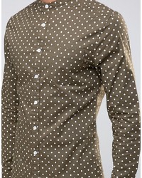 Мужская оливковая рубашка в горошек от Asos