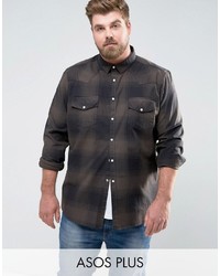 Мужская оливковая рубашка в шотландскую клетку от Asos