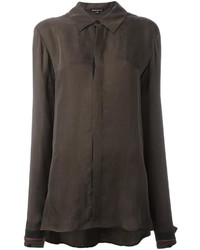 Женская оливковая рубашка с вышивкой от Ann Demeulemeester
