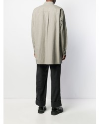 Мужская оливковая рубашка с длинным рукавом в вертикальную полоску от Kazuyuki Kumagai